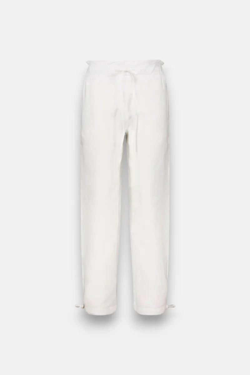 Weiße Leinenhose mit Kordelzug