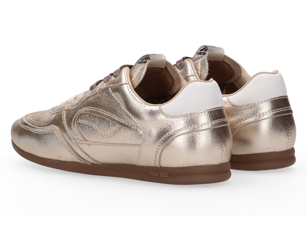 Maruti Elena Gold – Leder Sneaker mit wechselbaren Leo- &amp; Creme-Schnürsenkeln