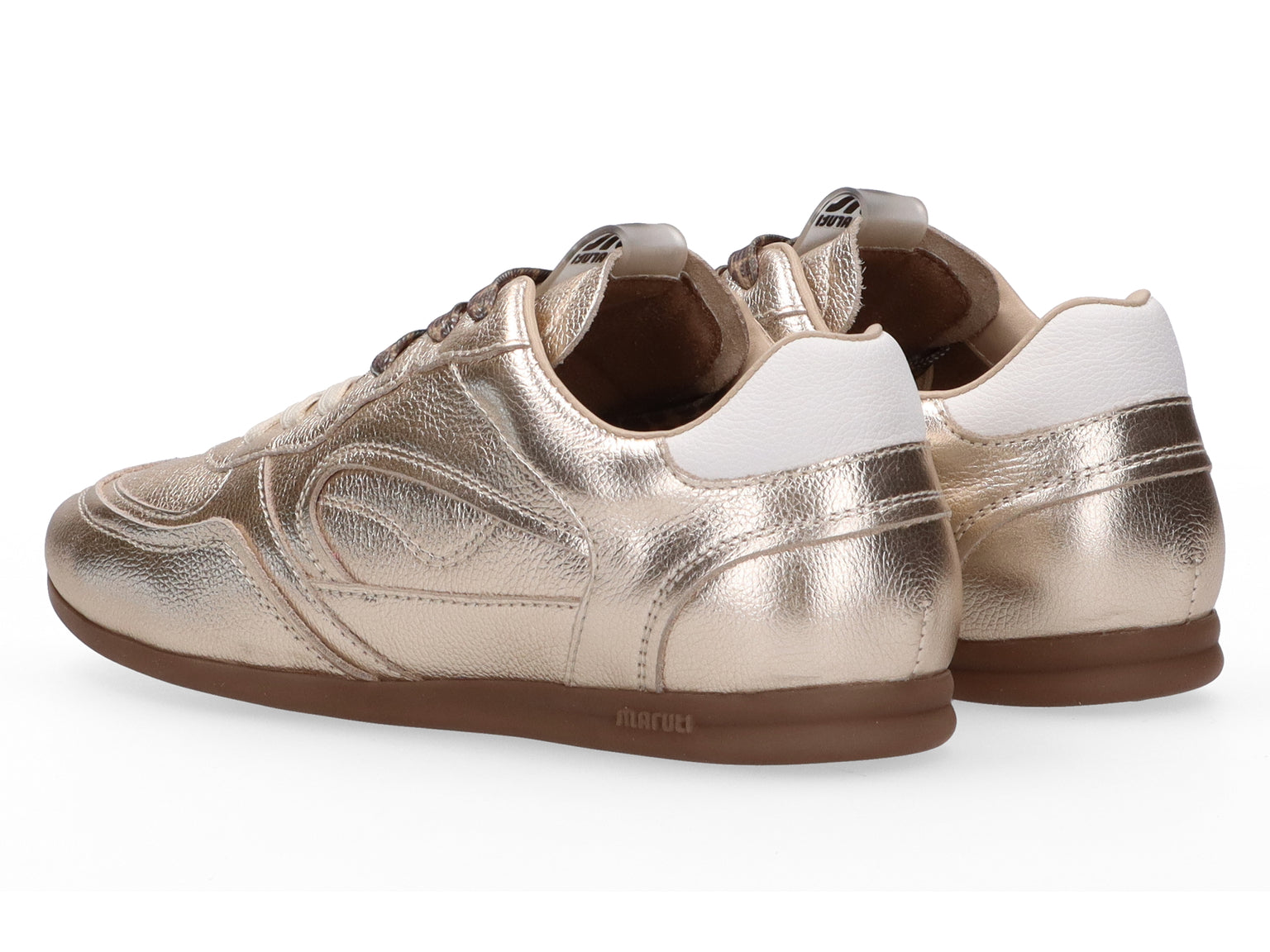 Maruti Elena Gold – Leder Sneaker mit wechselbaren Leo- &amp; Creme-Schnürsenkeln