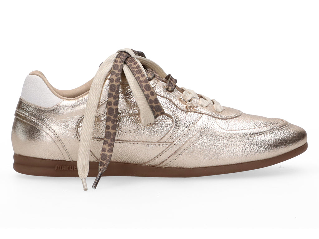 Maruti Elena Gold – Leder Sneaker mit wechselbaren Leo- &amp; Creme-Schnürsenkeln