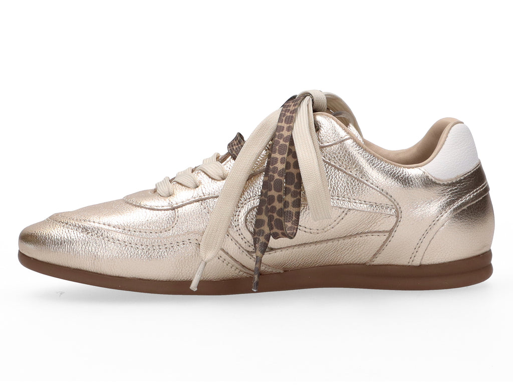 Maruti Elena Gold – Leder Sneaker mit wechselbaren Leo- &amp; Creme-Schnürsenkeln