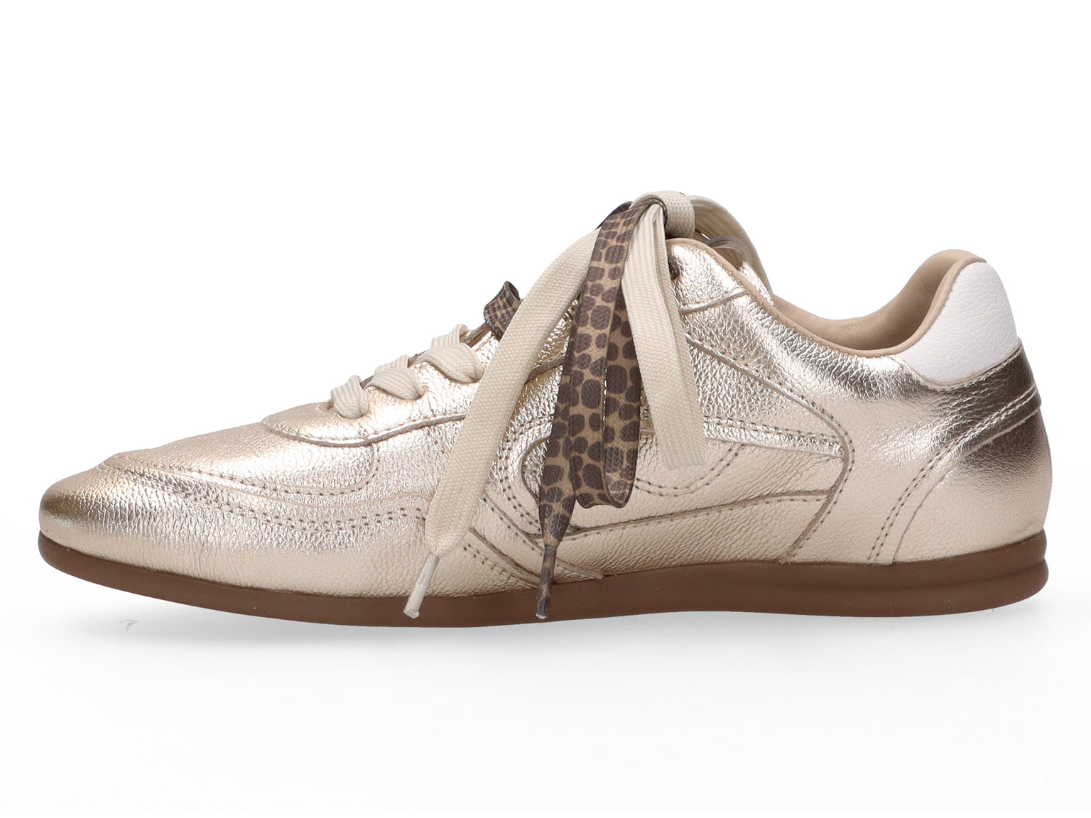 Maruti Elena Gold – Leder Sneaker mit wechselbaren Leo- &amp; Creme-Schnürsenkeln
