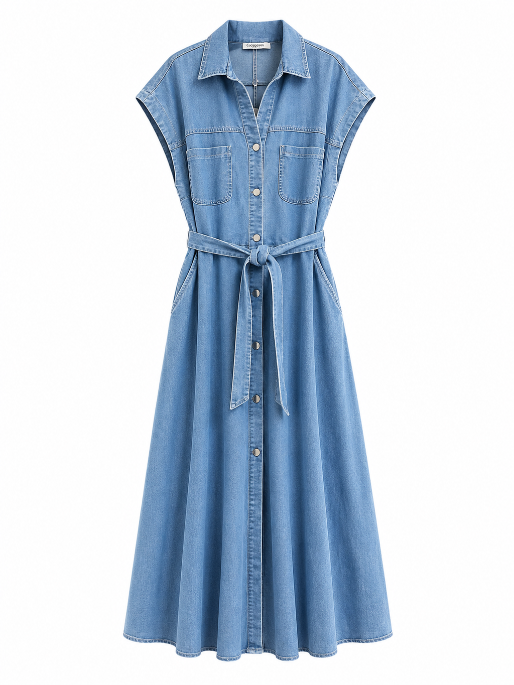 Jeans-Maxikleid mit Bindegürtel