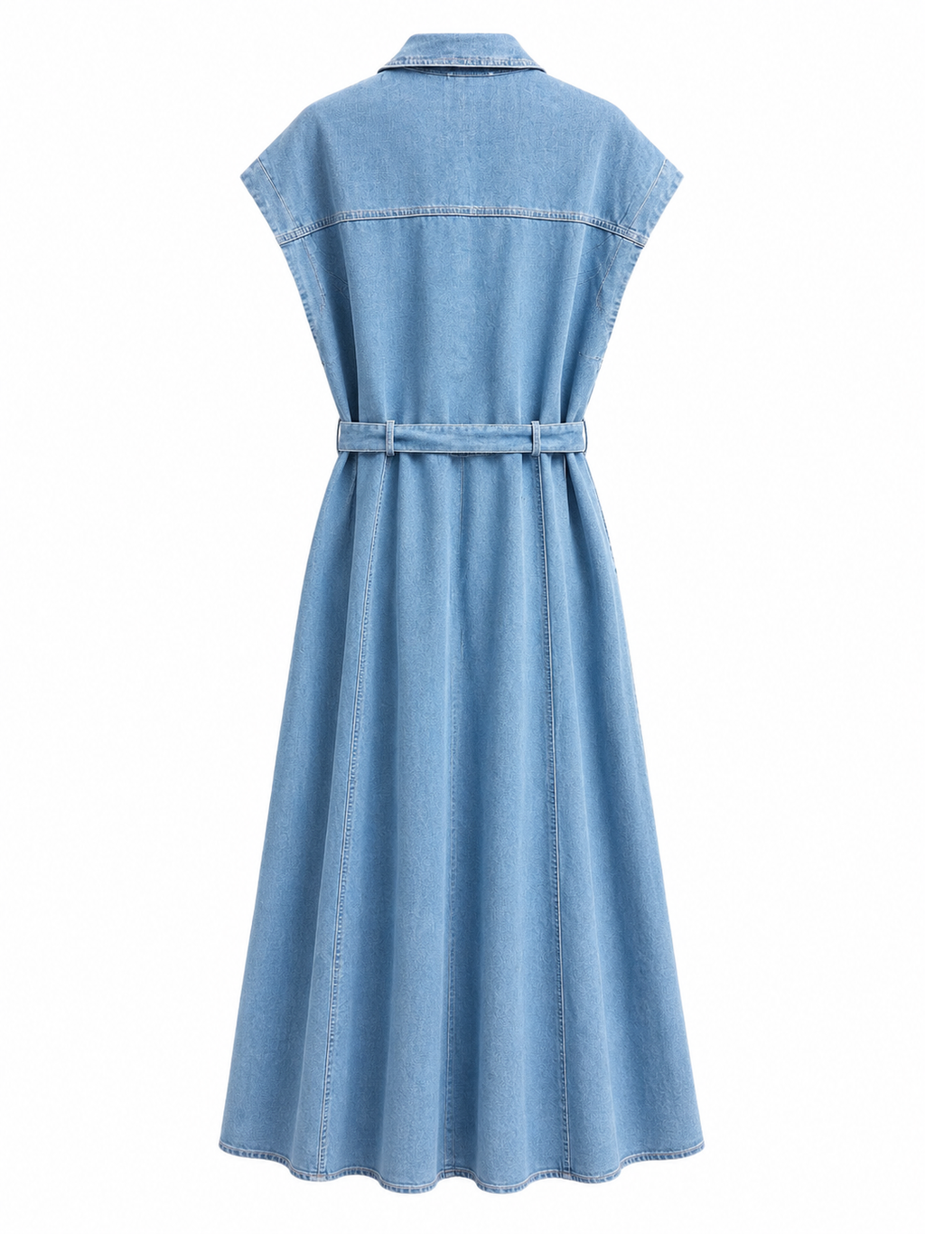 Jeans-Maxikleid mit Bindegürtel