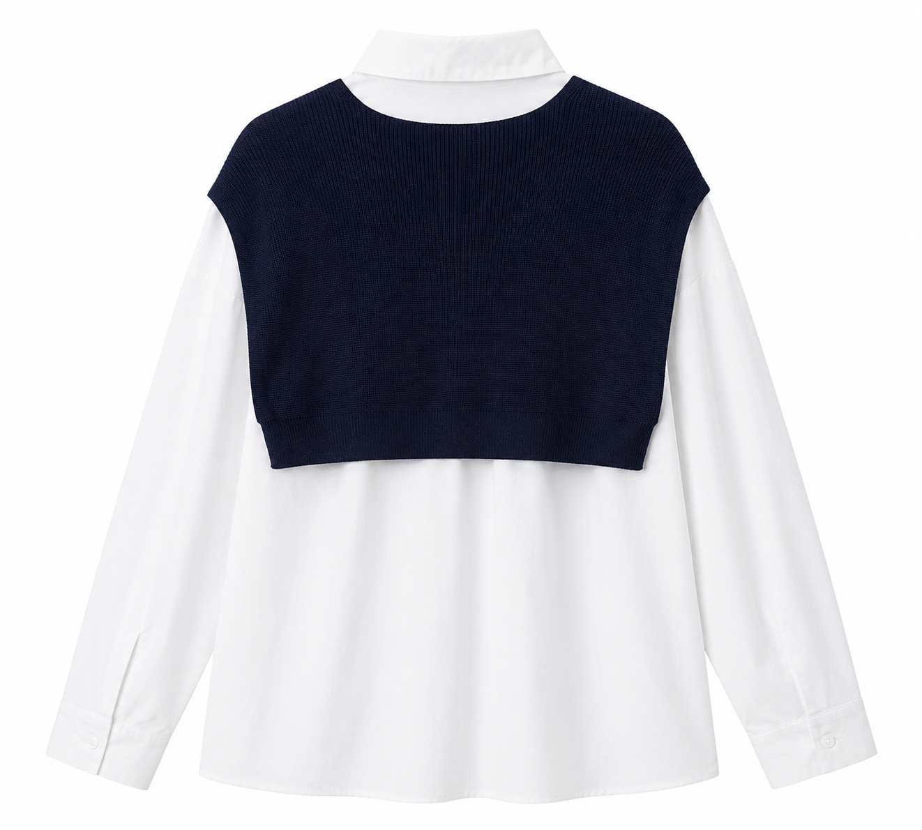 Navy Preppy Bluse mit Strickdetail