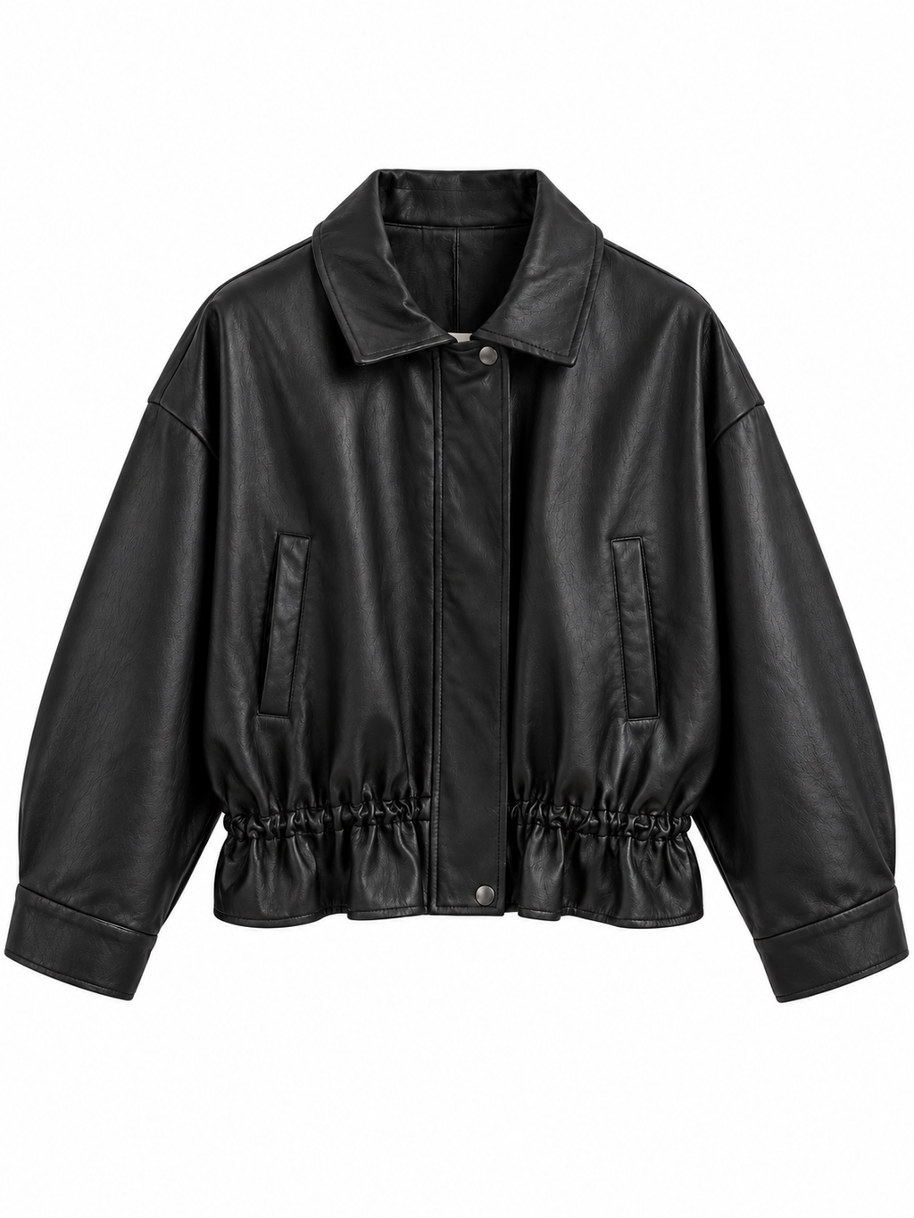 Is the 80s making a Comeback? Oh yes! - Schwarze Kunstlederjacke mit Taille