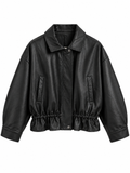 Is the 80s making a Comeback? Oh yes! - Schwarze Kunstlederjacke mit Taille