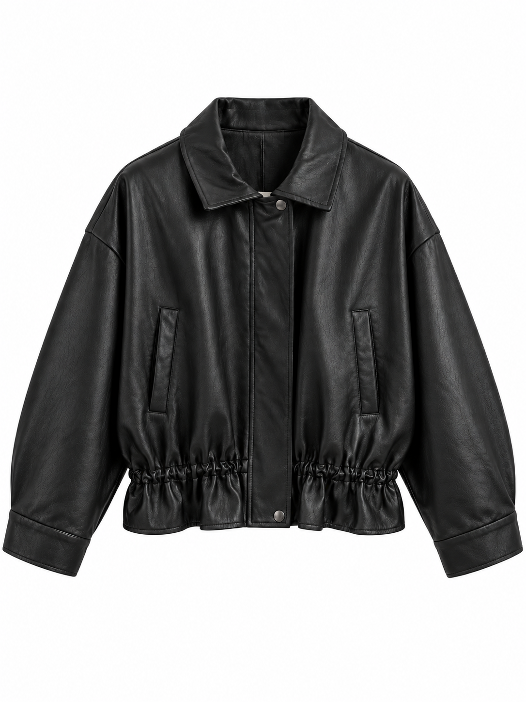 Is the 80s making a Comeback? Oh yes! - Schwarze Kunstlederjacke mit Taille